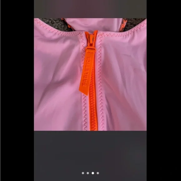 Pink One-Piece Swimsuit with Orange Zipper - Picture 3 of 3